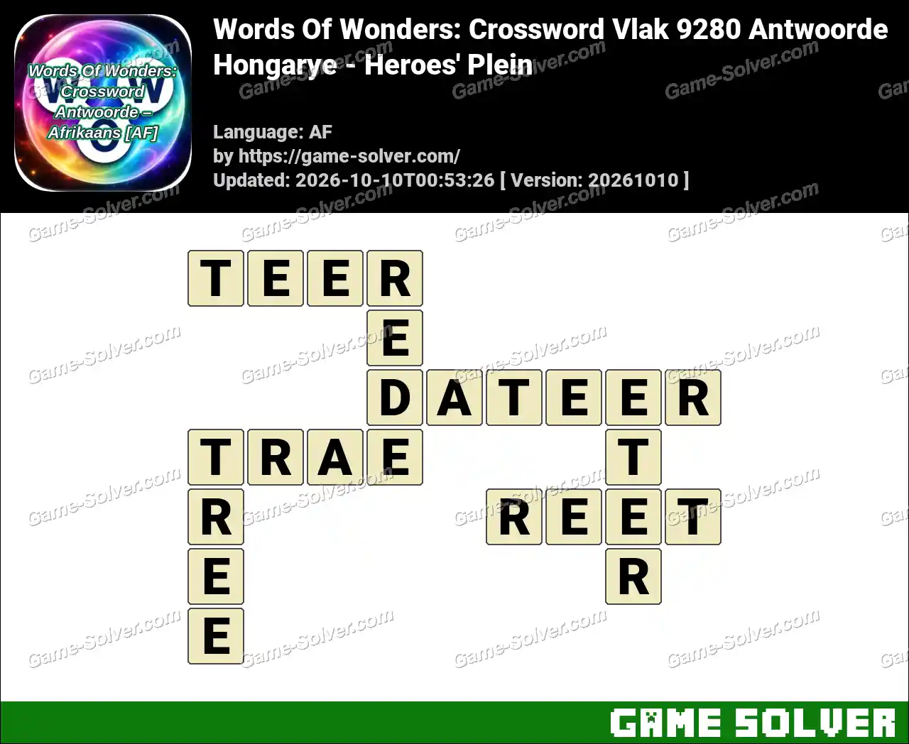 Words Of Wonders: Crossword Vlak 9280 Antwoorde – Hongarye – Heroes’ Plein